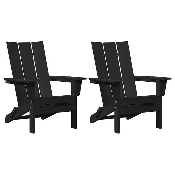 vidaXL Mobilier de jardin lounge 2 pcs Noir 74.5 x 80.5 x 90cm