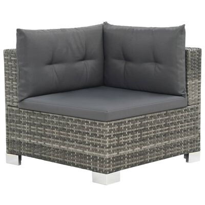 vidaXL Salon de jardin 10 pcs avec coussins Résine tressée Gris