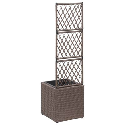 vidaXL Lit surélevé treillis 1 pot 30x30x107 cm Résine tressée Marron