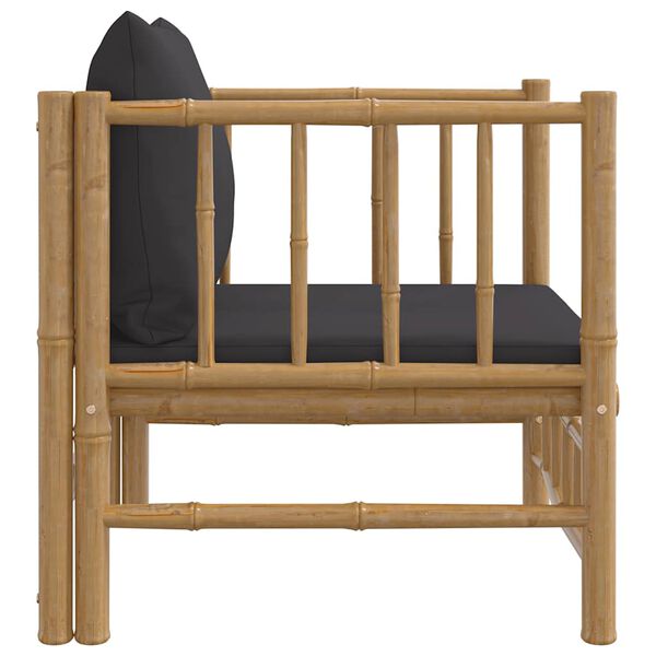 vidaXL Canapé de jardin avec coussins gris foncé bambou