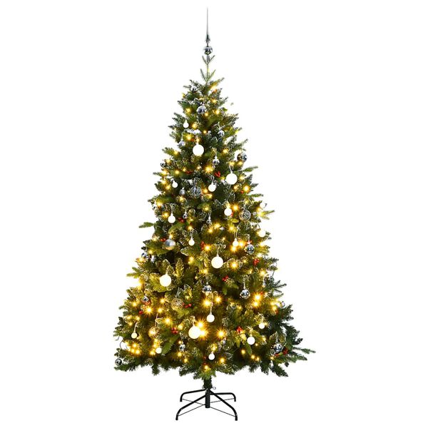 vidaXL Sapin de No&euml;l artificiel articul&eacute; 150 LED et boules 150 cm