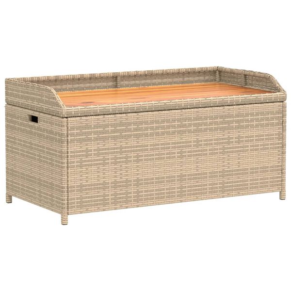 vidaXL Banc de rangement mélange beige résine tressée et bois d'acacia