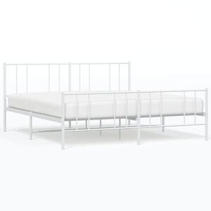 vidaXL Cadre de lit métal sans matelas et pied de lit blanc 193x203 cm