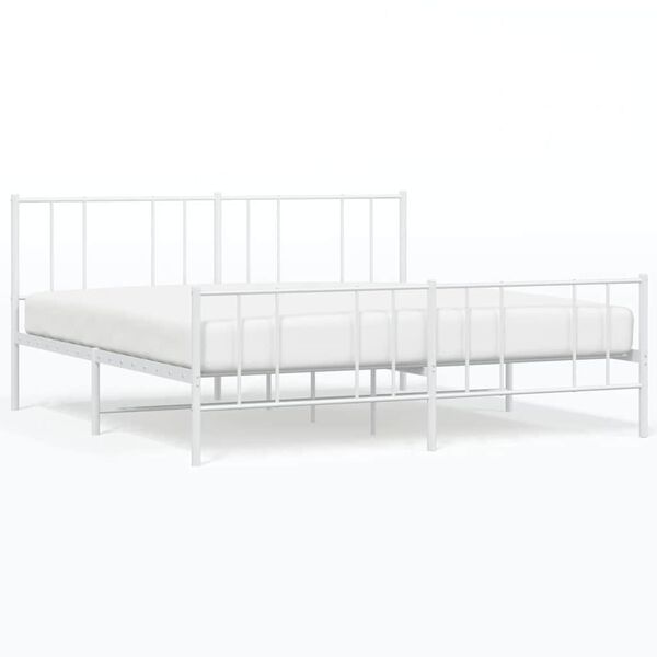 vidaXL Cadre de lit métal sans matelas et pied de lit blanc 193x203 cm