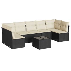 vidaXL Salon de jardin 8 pcs avec coussins noir r&eacute;sine tress&eacute;e