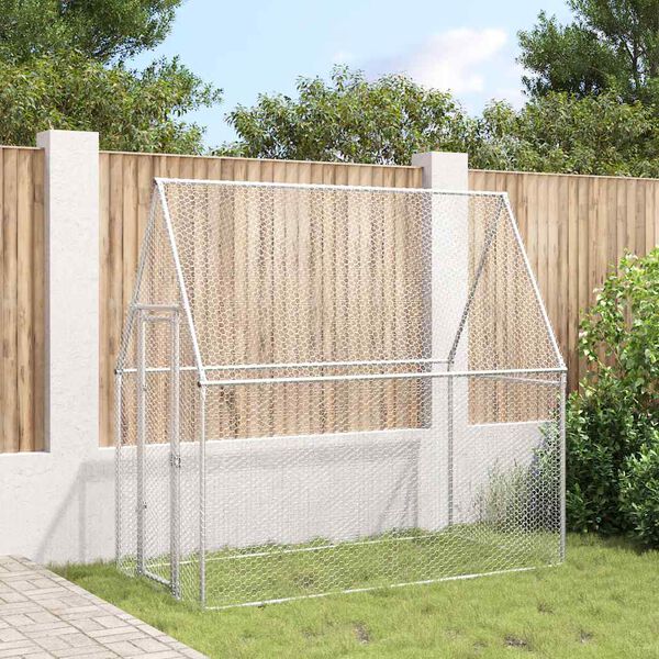 vidaXL Cage pour poules argent&eacute; 200x100x190 cm acier galvanis&eacute;