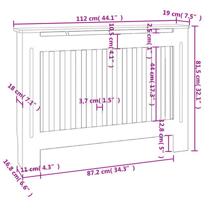 vidaXL Cache-radiateur 112 cm MDF Blanc