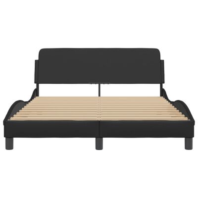 vidaXL Cadre de lit avec tête de lit noir 137x190 cm similicuir