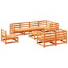 vidaXL Salon de jardin 9 pcs marron cire bois de pin massif