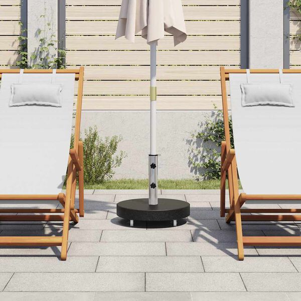 vidaXL Socle de parasol Granite 30 kg Rond Noir