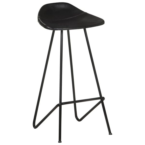 vidaXL Tabourets de bar lot de 2 noir cuir v&eacute;ritable