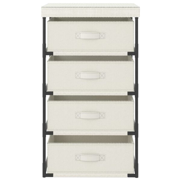 vidaXL &Eacute;tag&egrave;re de rangement avec 4 paniers en tissu Acier Cr&egrave;me