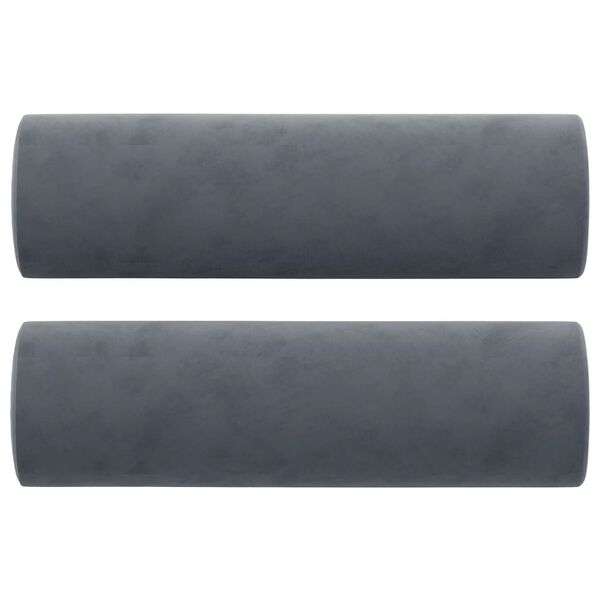 vidaXL Coussins d&eacute;coratifs lot de 2 Gris fonc&eacute; &Oslash;15x50 cm Velours
