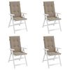 vidaXL Coussins de chaise de jardin dossier haut lot de 4 taupe tissu