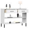 vidaXL Armoire console avec pieds en m&eacute;tal Blanc Bois pin massif OSLO