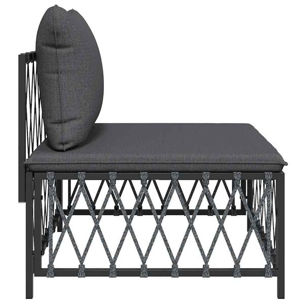 vidaXL Canap&eacute; central de jardin avec coussins anthracite tissu tiss&eacute;