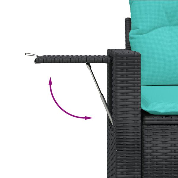 vidaXL Salon de jardin 8 pcs avec coussins noir r&eacute;sine tress&eacute;e