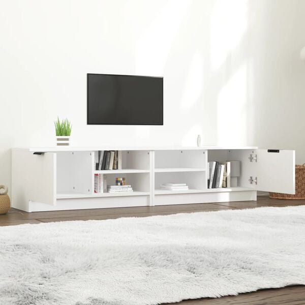 vidaXL Meubles TV 2 pcs Blanc 80x35x36,5 cm Bois d'ing&eacute;nierie