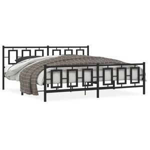 vidaXL Cadre de lit m&eacute;tal sans matelas avec pied de lit noir 193x203cm