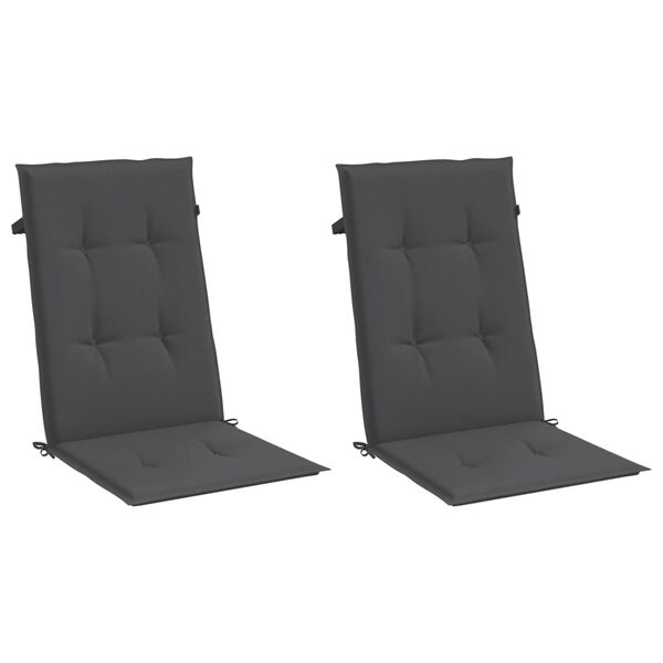 vidaXL Coussins de chaise &agrave; dossier haut lot de 2 anthracite m&eacute;lang&eacute;