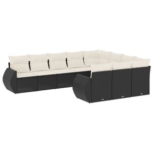 vidaXL Salon de jardin 10 pcs avec coussins noir r&eacute;sine tress&eacute;e