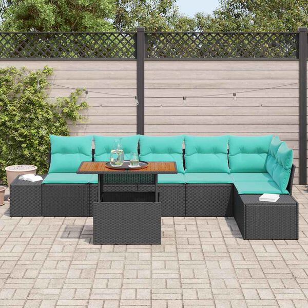 vidaXL Ensemble de salle &agrave; manger pour jardin 7 pcs Noir et Sarcelle
