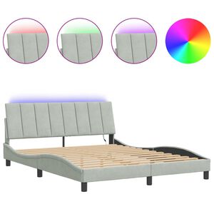vidaXL Cadre de lit avec LED sans matelas Hanko gris clair 152x203 cm velours