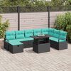 vidaXL Ensemble de canap&eacute; de jardin avec coussin 9 pcs Noir Poly rotin