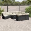 vidaXL Salon de jardin avec coussins 13 pcs noir r&eacute;sine tress&eacute;e