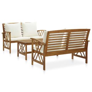 vidaXL Salon de jardin 3 pcs avec coussins Bois d'acacia massif