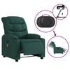 vidaXL Fauteuil inclinable de massage &eacute;lectrique vert fonc&eacute; tissu