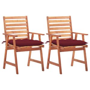 vidaXL Chaises à manger d'extérieur lot de 2 et coussins Acacia massif