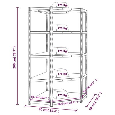 vidaXL Étagère d'angle à 5 niveaux Bleu Acier et bois d'ingénierie