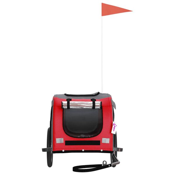 vidaXL Remorque de v&eacute;lo pour animaux de compagnie rouge et gris