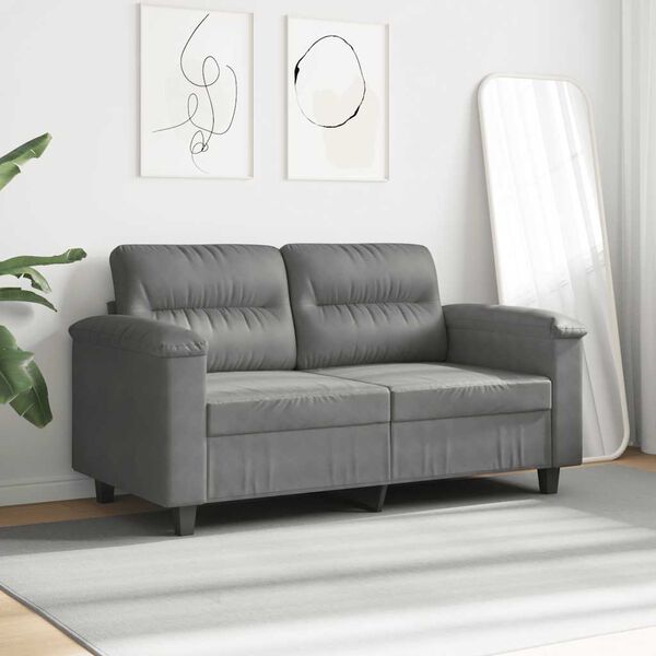 vidaXL Canap&eacute; &agrave; 2 places Gris fonc&eacute; 120 cm Tissu microfibre