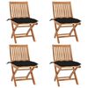 vidaXL Chaises pliantes avec coussins, 4 pi&egrave;ces, en teck massif