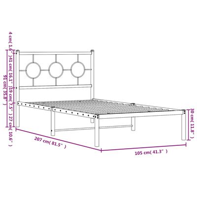 vidaXL Cadre de lit métal sans matelas avec tête de lit noir 100x200cm