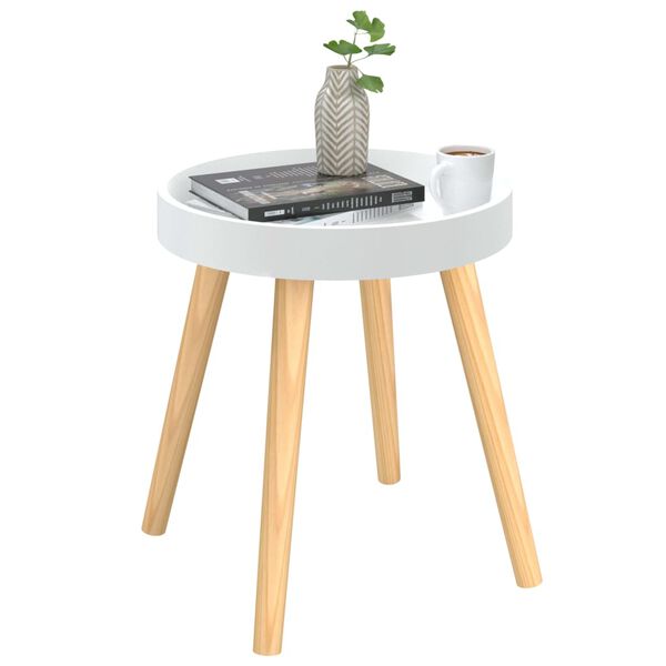 vidaXL Table d'appoint Blanc 38x38x40 cm Bois ing&eacute;nierie et pin massif