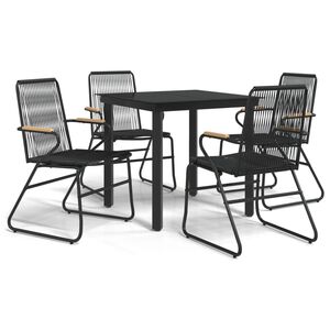 vidaXL Ensemble &agrave; manger de jardin 5 pcs Noir Rotin PVC