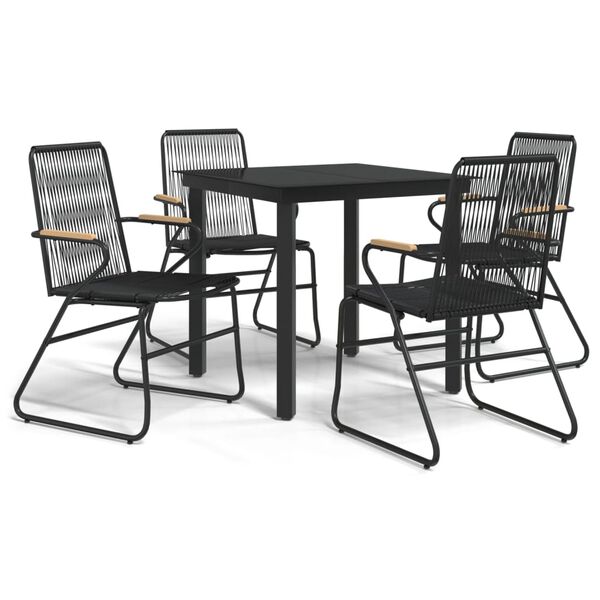 vidaXL Ensemble &agrave; manger de jardin 5 pcs Noir Rotin PVC