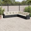 vidaXL Salon de jardin 9 pcs avec coussins noir r&eacute;sine tress&eacute;e
