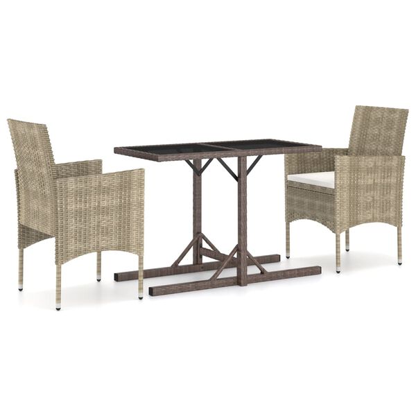 vidaXL Ensemble &agrave; manger de jardin 3 pcs Beige