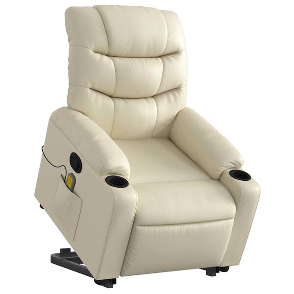 vidaXL Fauteuil inclinable de massage crème similicuir