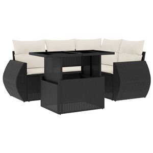 vidaXL Salon de jardin 5 pcs avec coussins noir r&eacute;sine tress&eacute;e