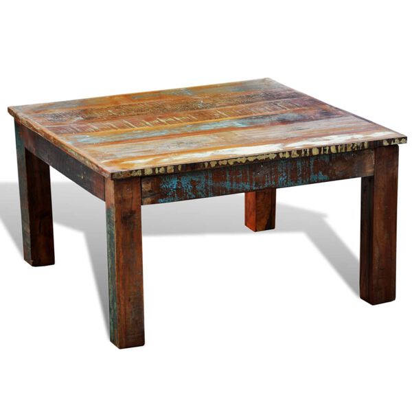 vidaXL Table basse carr&eacute;e Bois de r&eacute;cup&eacute;ration