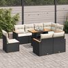 vidaXL Salon de jardin avec coussins 9 pcs noir r&eacute;sine tress&eacute;e acacia