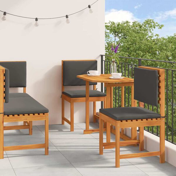 vidaXL Ensemble bistro de jardin 4 pcs Marron Bois d'Acacia Massif