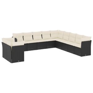 vidaXL Salon de jardin 11 pcs avec coussins noir r&eacute;sine tress&eacute;e