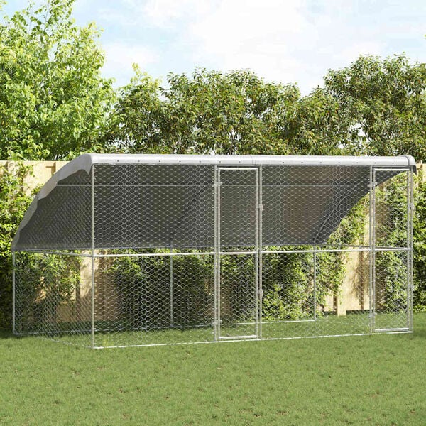vidaXL Kennel pour Chiens 2 pcs Argent&eacute; 4 x 2 x 2 m Acier