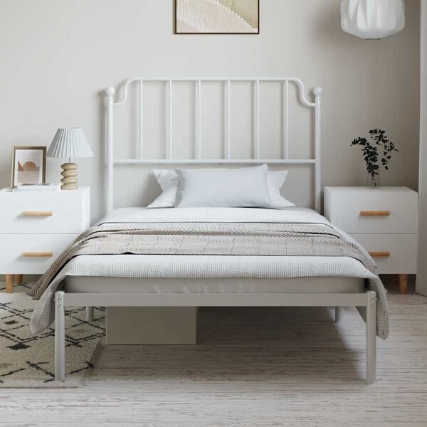 vidaXL Cadre de lit métal sans matelas et tête de lit blanc 100x190 cm